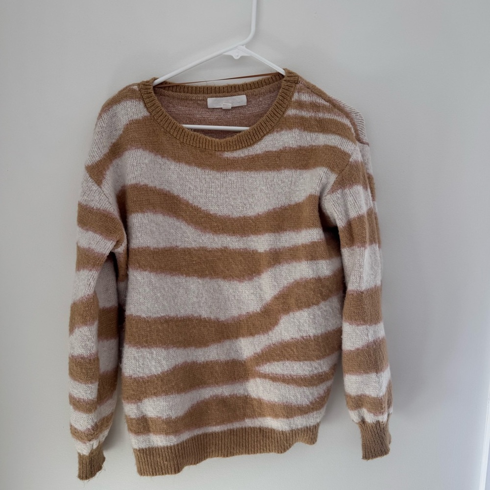 Adyson Parker Tan and Cream Wave Sweater